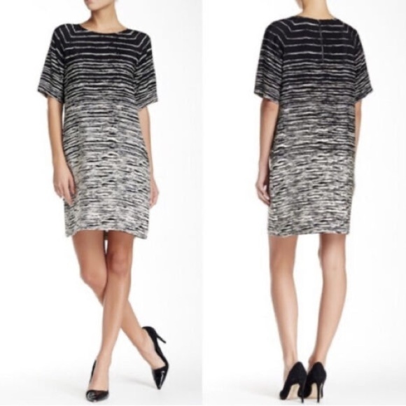 LIKE New, VINCE Black and Cream 100% Silk Shift with Pockets Dress, XS - Picture 1 of 16